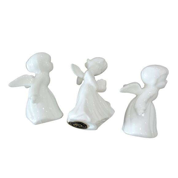 Vintage 1981 George Good Taiwan‎ Porcelain Angels Set of 3 White - Picture 3 of 6